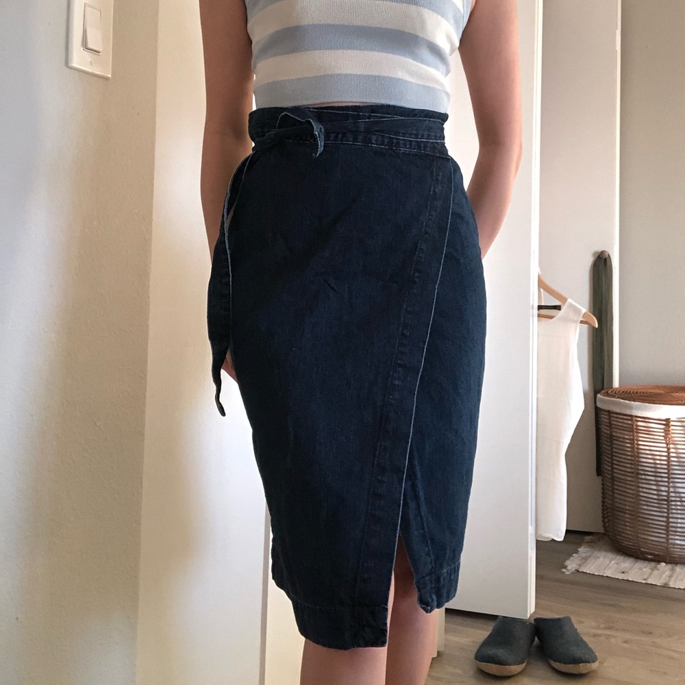 Madewell denim wrap midi skirt